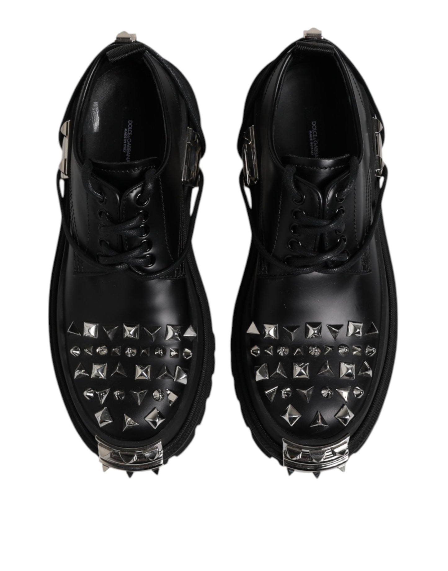 Black Studded Leather Hi-Trekking Derby Men Shoes