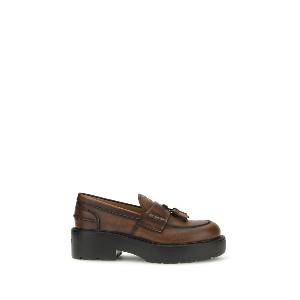 Brown Calf Leather Bos Taurus Platform Loafers