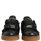 Black Felt Leather Low Top Sneaker Shoes