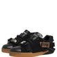 Black Felt Leather Low Top Sneaker Shoes