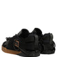 Black Felt Leather Low Top Sneaker Shoes