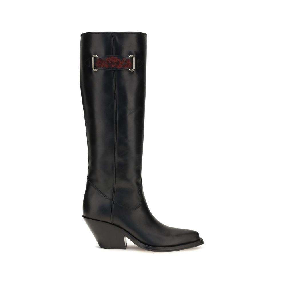 Black Calf Leather Bos Taurus Over The Knee