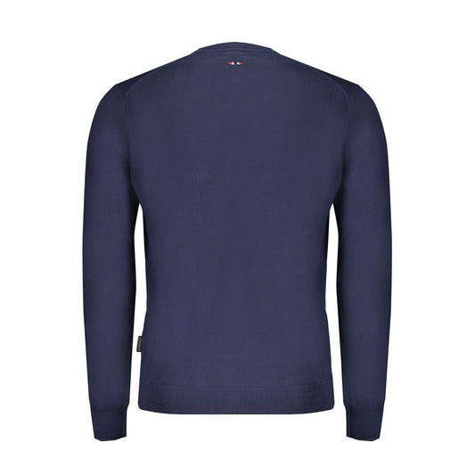 Blue Cotton Men Sweater