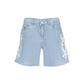 Light Blue Cotton Women's Short