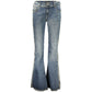 Blue Cotton Flared Jeans