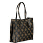 Brown Polyurethane Women's Bag with Dual Handles and Spacious Compartments
