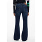 Blue Cotton Flared Jeans