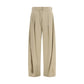 Beige Silk Casual Pants
