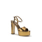 Gold Polyester Platform Sandals
