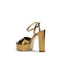 Gold Polyester Platform Sandals