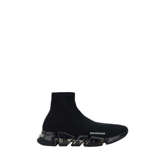 Black Polyester Athletic Sneakers