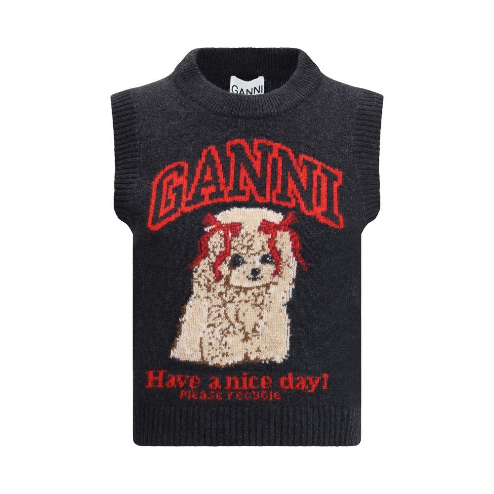 Black Wool Sleeveles Sweater