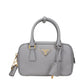 Gray Leather Handbag