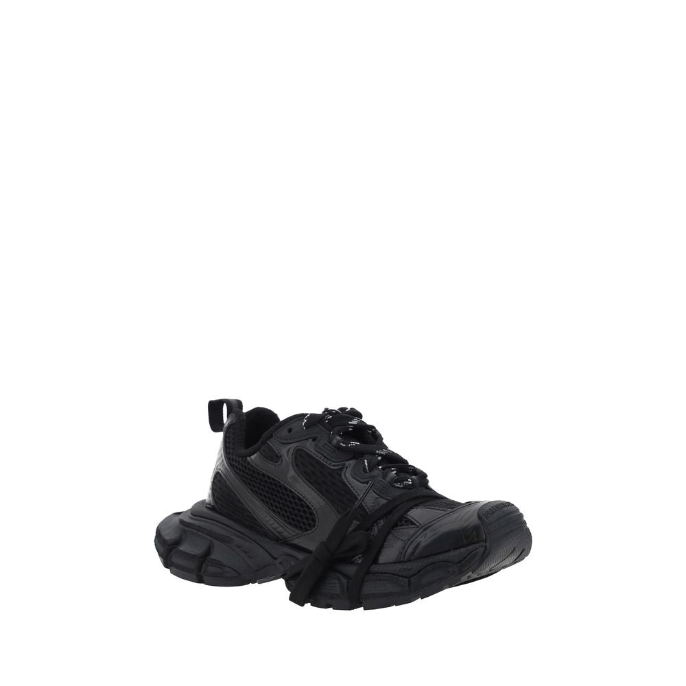 Black Polyurethane Chunky Sneakers