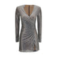 Silver Polyester Cocktail Dress