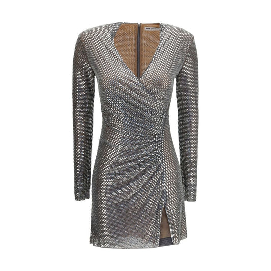 Silver Polyester Cocktail Dress