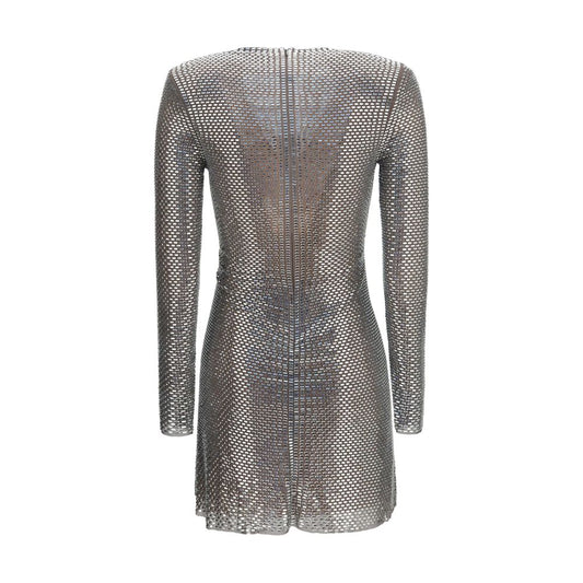 Silver Polyester Cocktail Dress