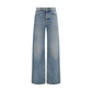 Blue Cotton High-Waisted Jean