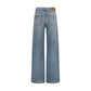 Blue Cotton High-Waisted Jean