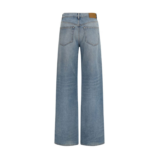 Blue Cotton High-Waisted Jean