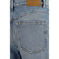 Blue Cotton High-Waisted Jean