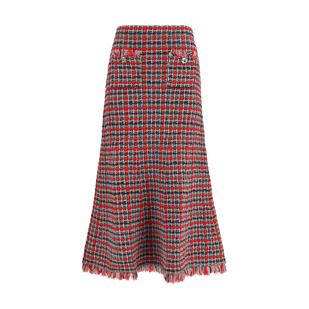 Red Cotton Midi Skirt