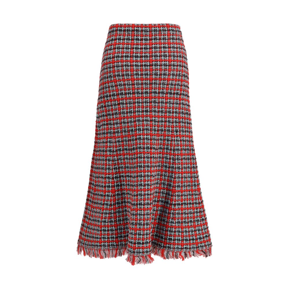 Red Cotton Midi Skirt