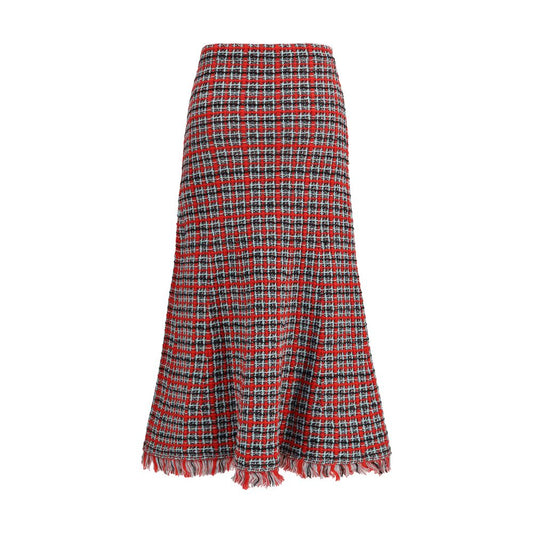 Red Cotton Midi Skirt