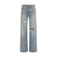 Blue Cotton Straight-Leg Jeans