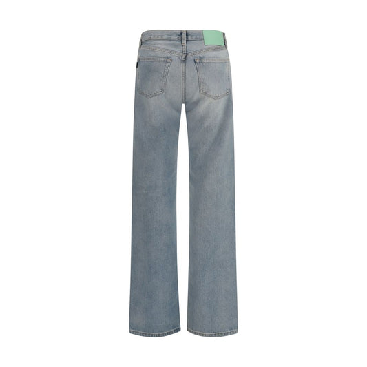 Blue Cotton Straight-Leg Jeans