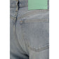 Blue Cotton Straight-Leg Jeans
