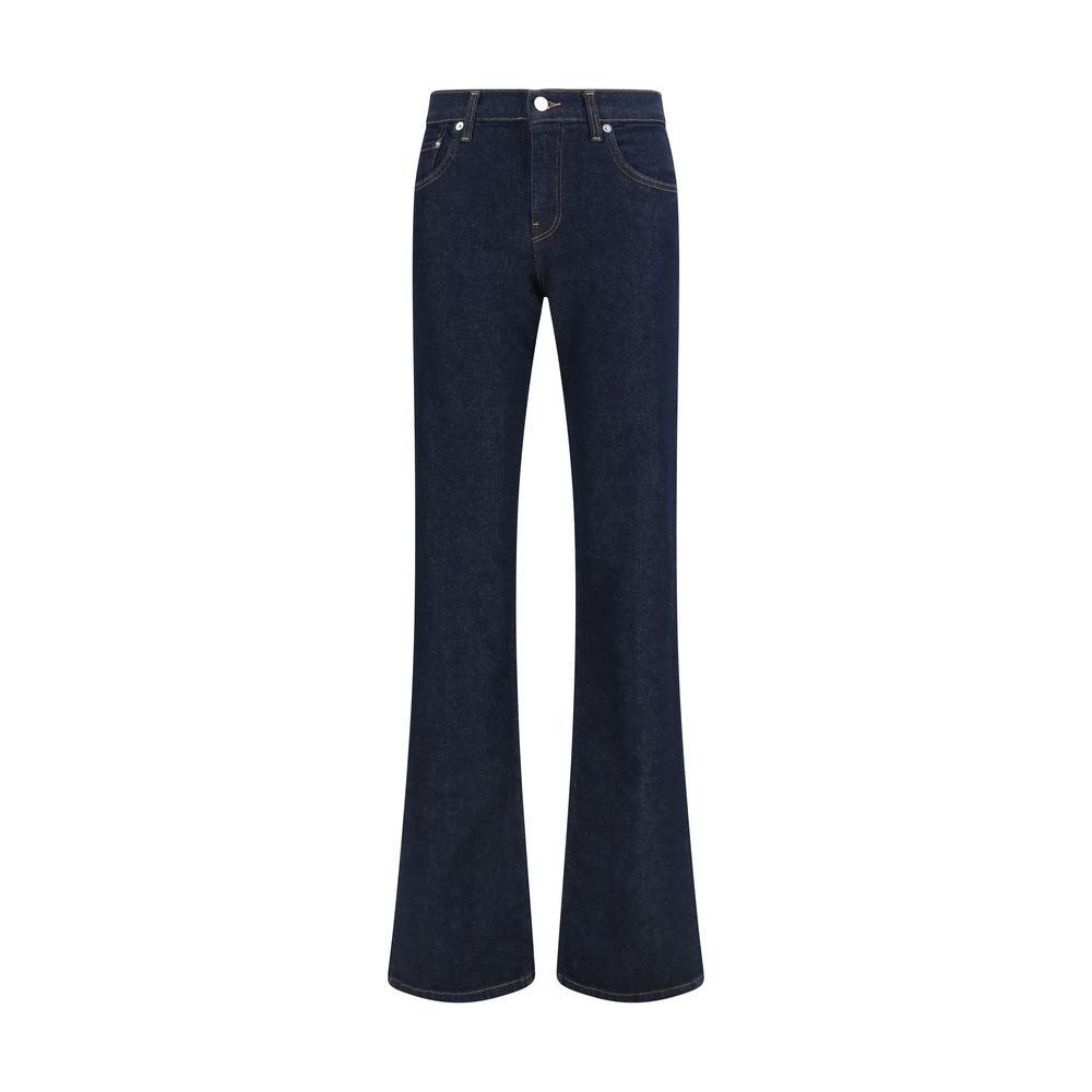Blue Cotton Flared Jeans