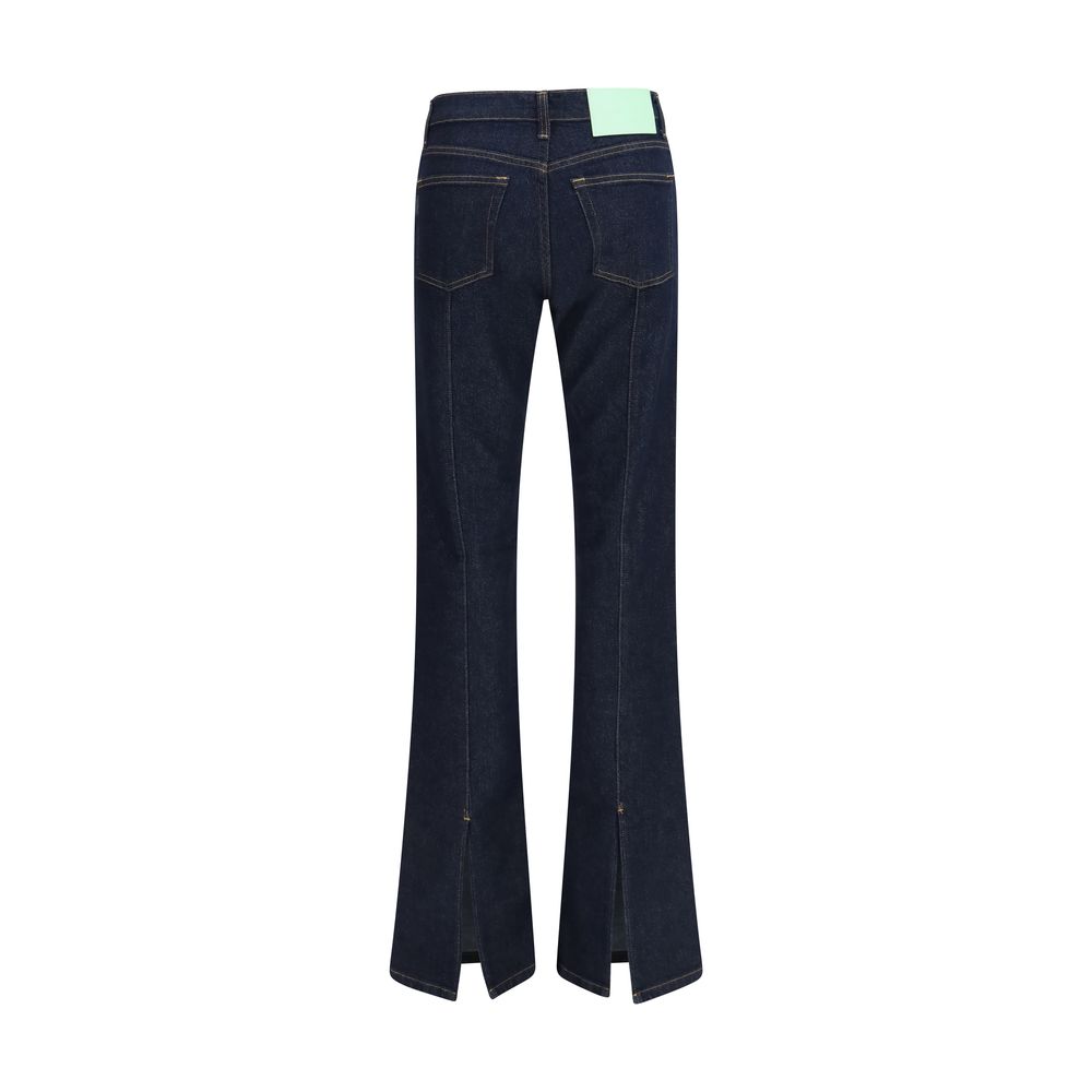 Blue Cotton Flared Jeans