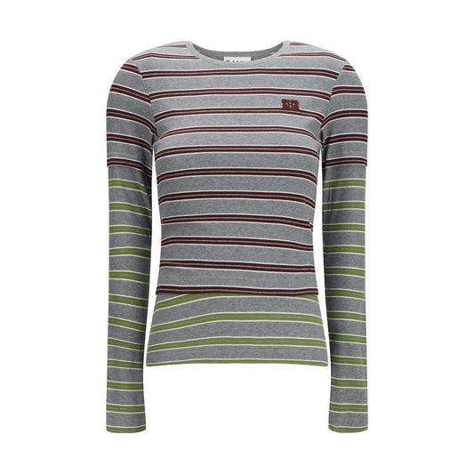 Gray Cotton Long Sleeve T-Shirt