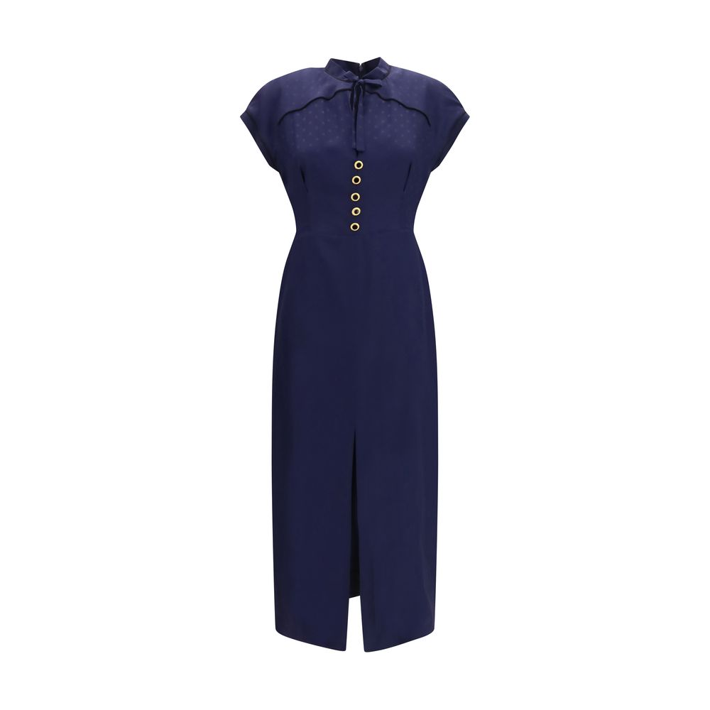 Blue Silk Casual Dress