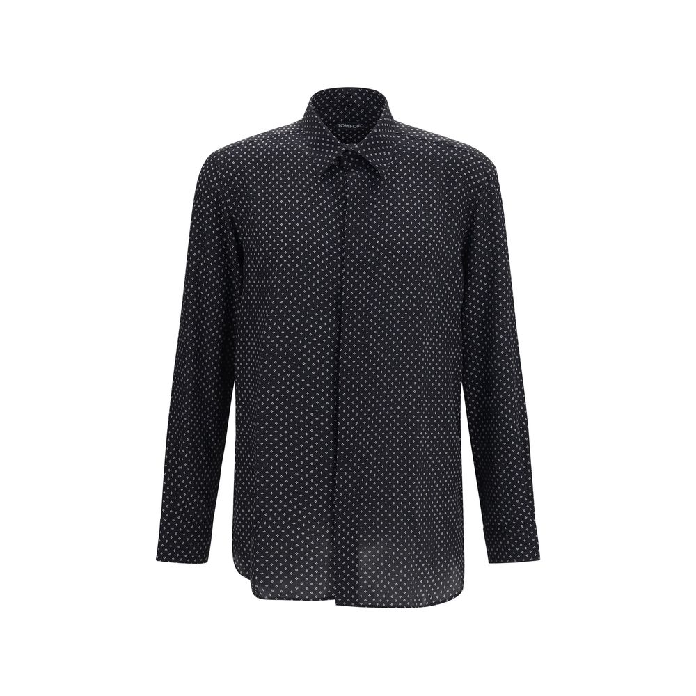 Black Silk Pattern Shirt