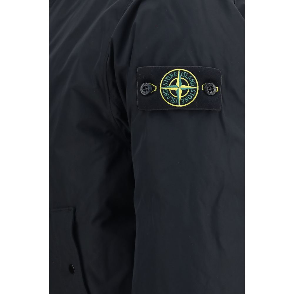Black Polyester Full-Length Jacket