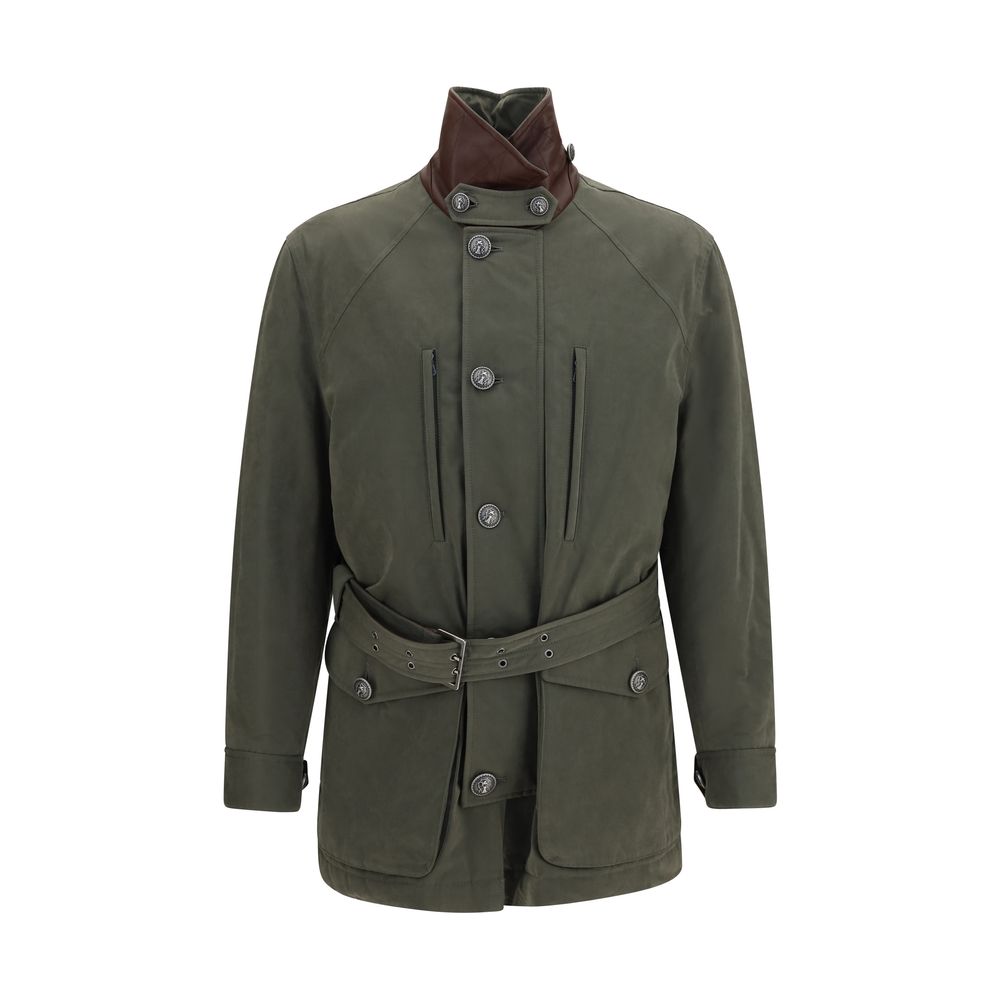 Bicolor Cotton Full-Length Jacket