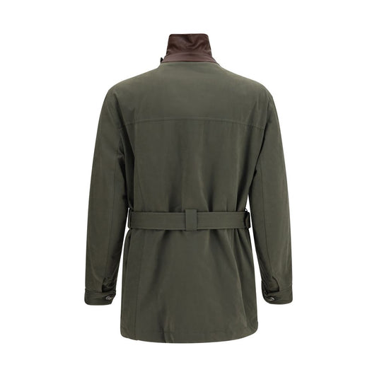 Bicolor Cotton Full-Length Jacket