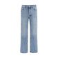 Blue Cotton Straight-Leg Jeans