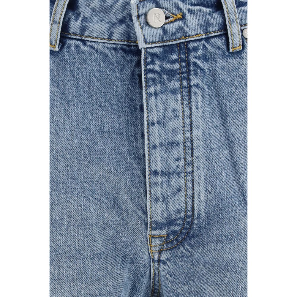 Blue Cotton Straight-Leg Jeans
