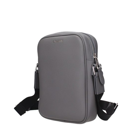Gray Leather Crossbody Bag