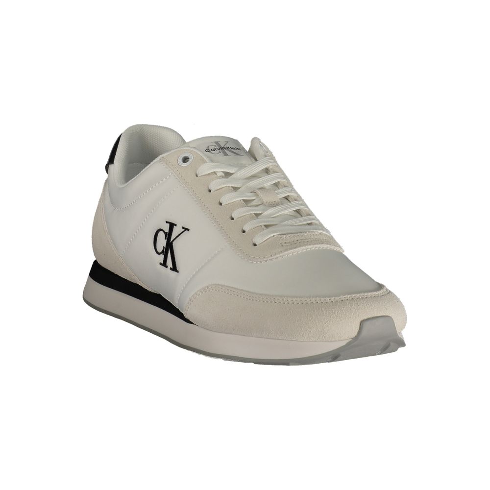 White Polyester Athletic Sneakers