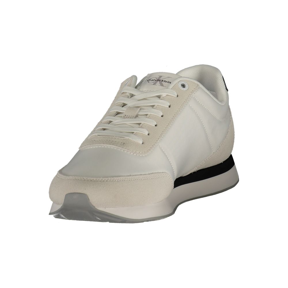 White Polyester Athletic Sneakers