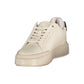 White Polyester Athletic Sneakers