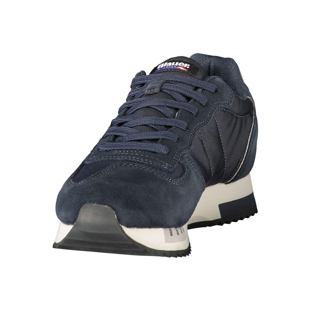 Blue Polyester Athletic Sneakers
