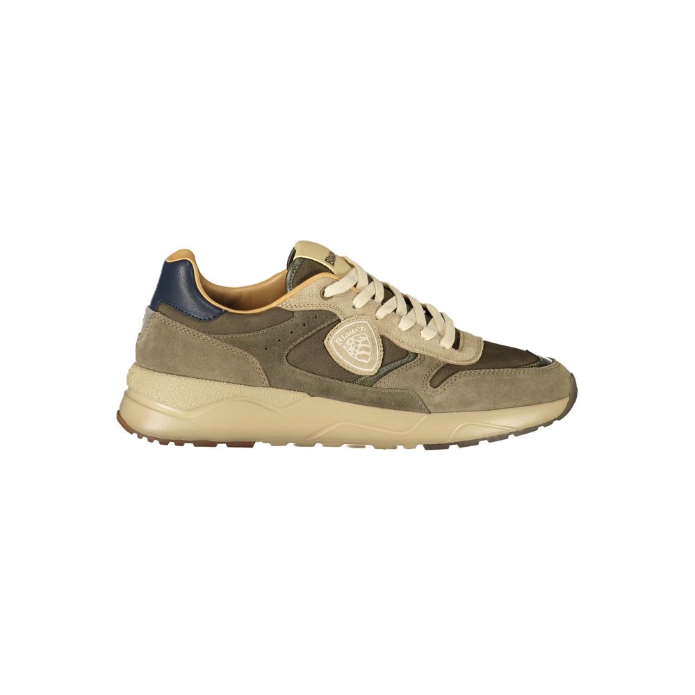 Green Polyester Athletic Sneakers