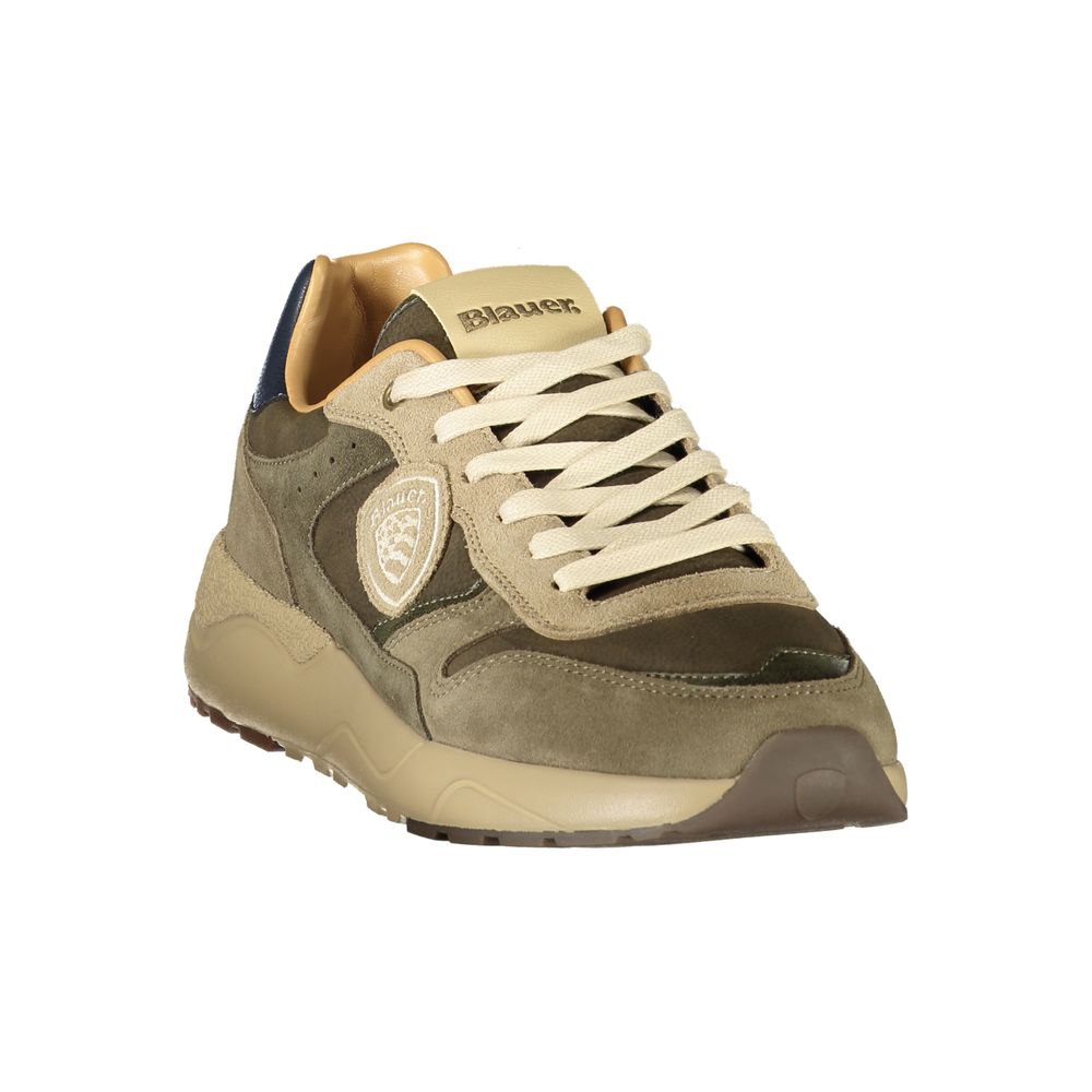 Green Polyester Athletic Sneakers