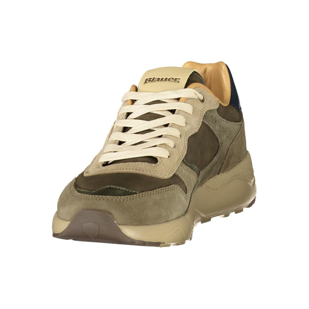Green Polyester Athletic Sneakers