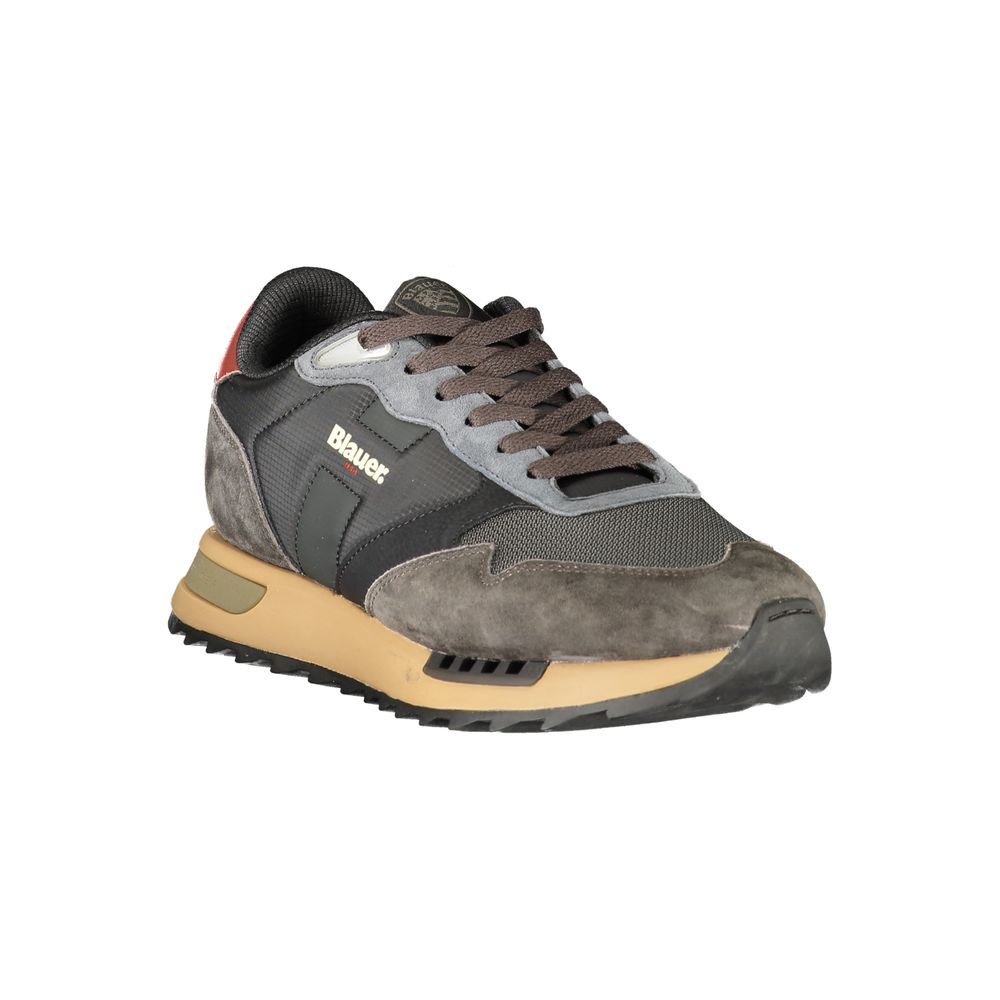 Black Polyester Athletic Sneakers